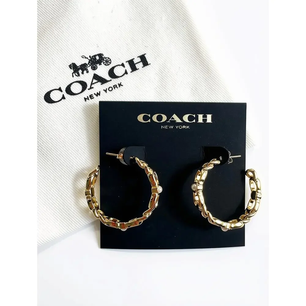 Coach Linked C Small Hoop Earrings
